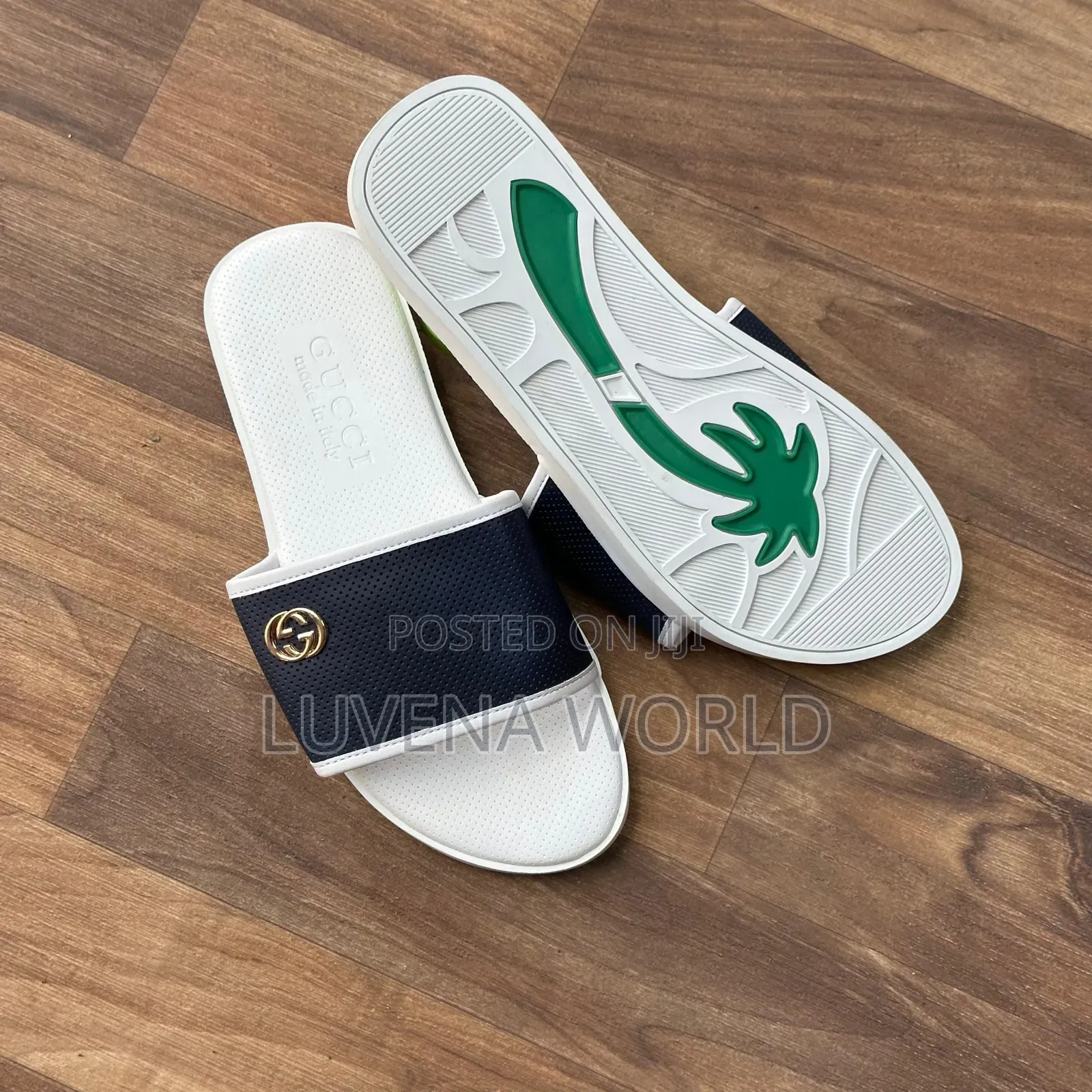 Navy Blue and White Sandals