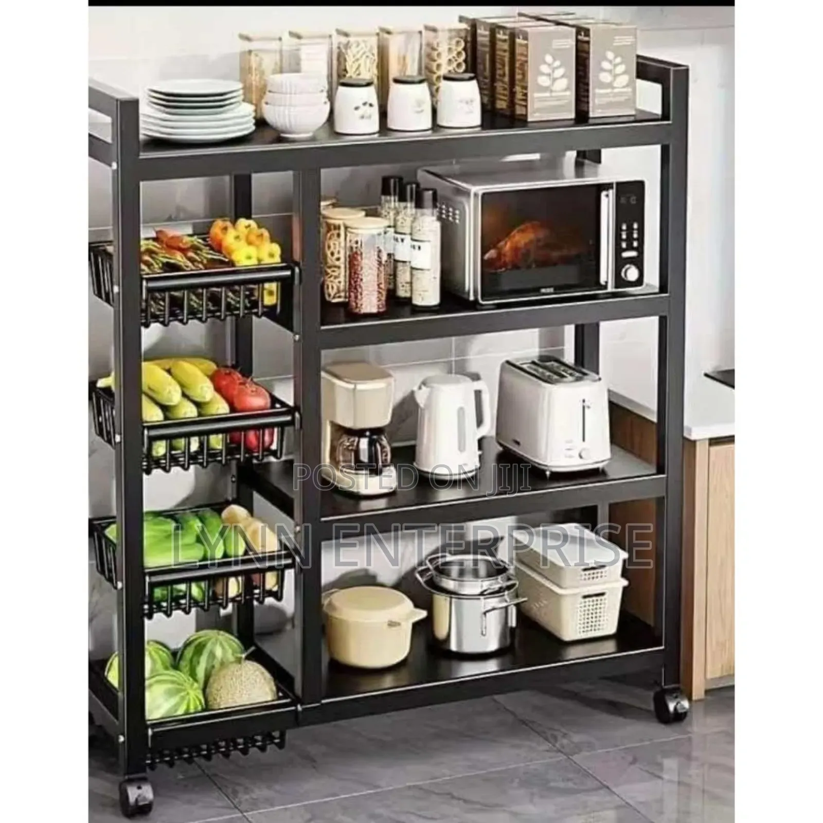 Multi-Layer Kitchen Storage Rack With Movable and Lockable Wheels .