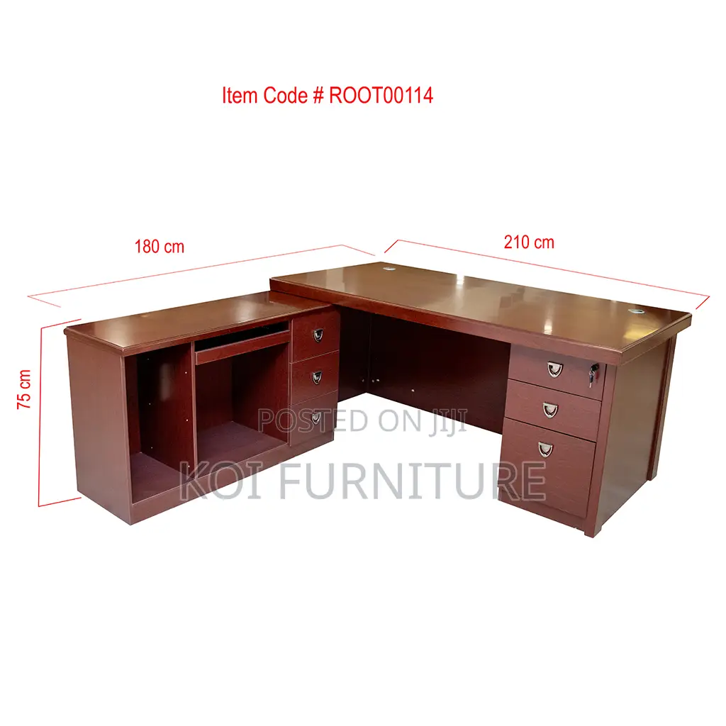 Office Desk; 1.8 Meters Executive Desk Made From Mahogany in L Shape