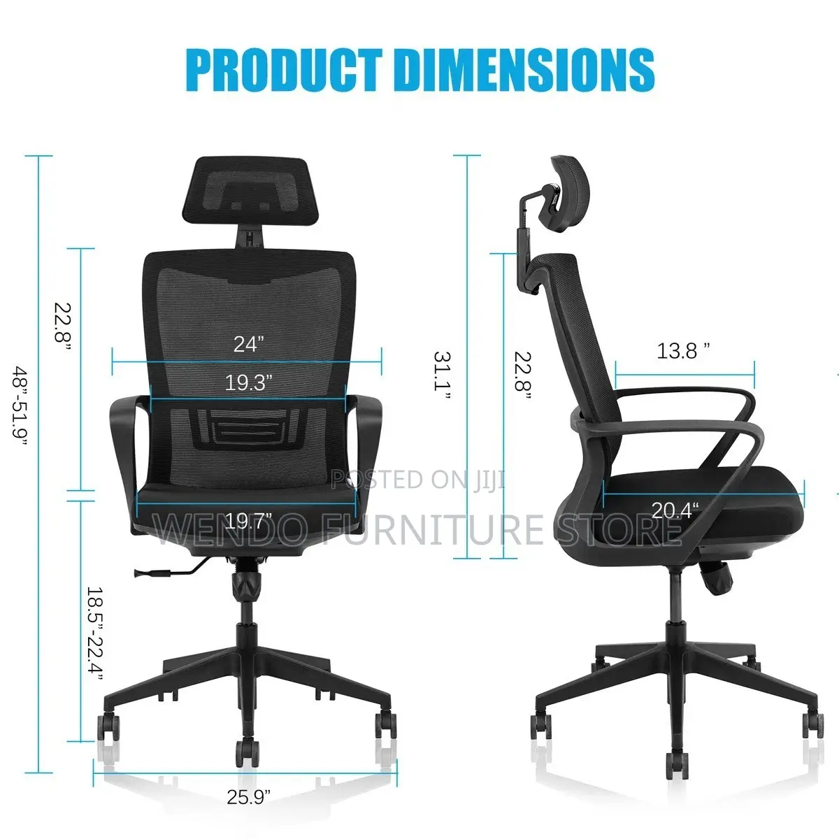 Office Chair : Black High-Back Ergonomic Office Chair