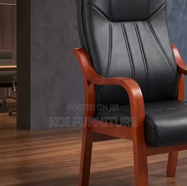 Office Chairs; Leather Executive Office Chairs With Wooden Armrest