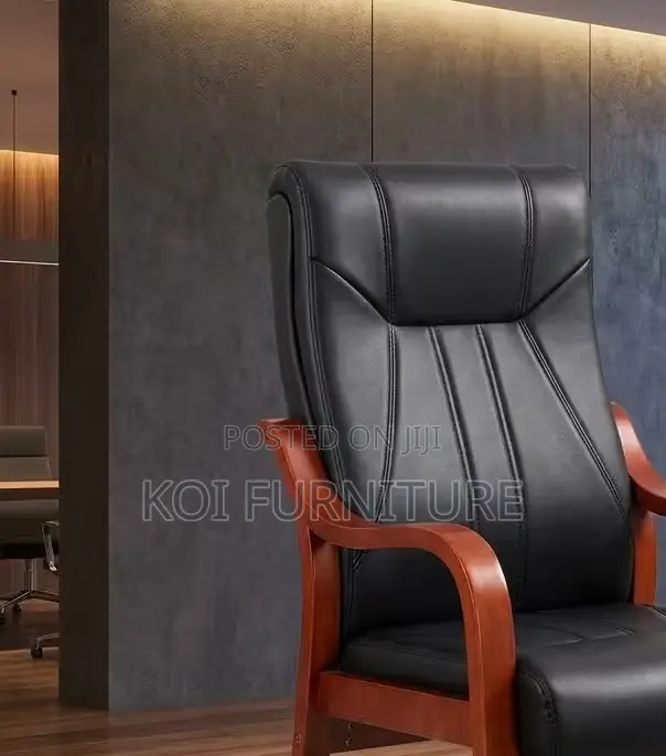 Office Chairs; Leather Executive Office Chairs With Wooden Armrest