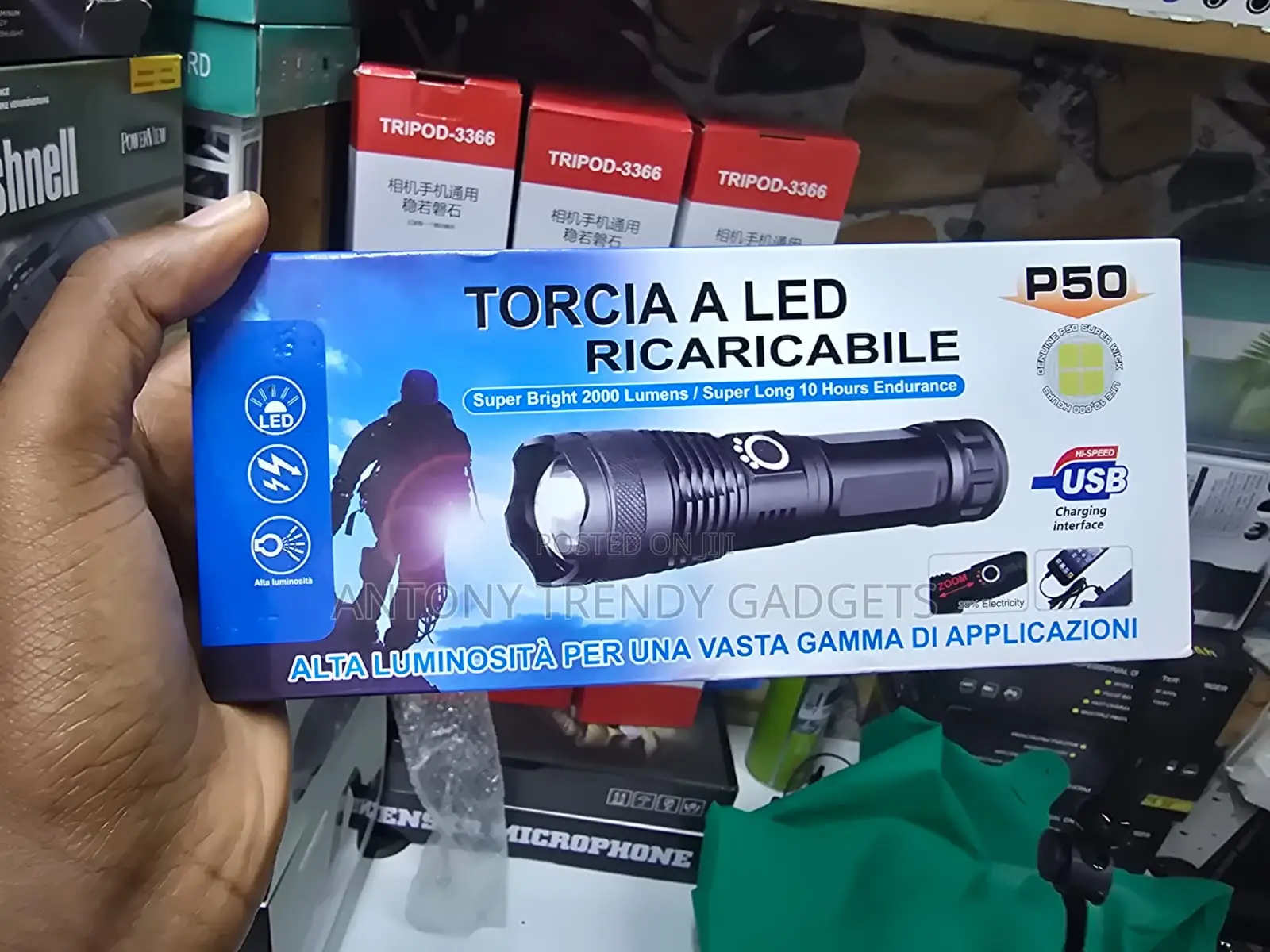 P50 Rechargeable Tactical Led Flashlight, Torch