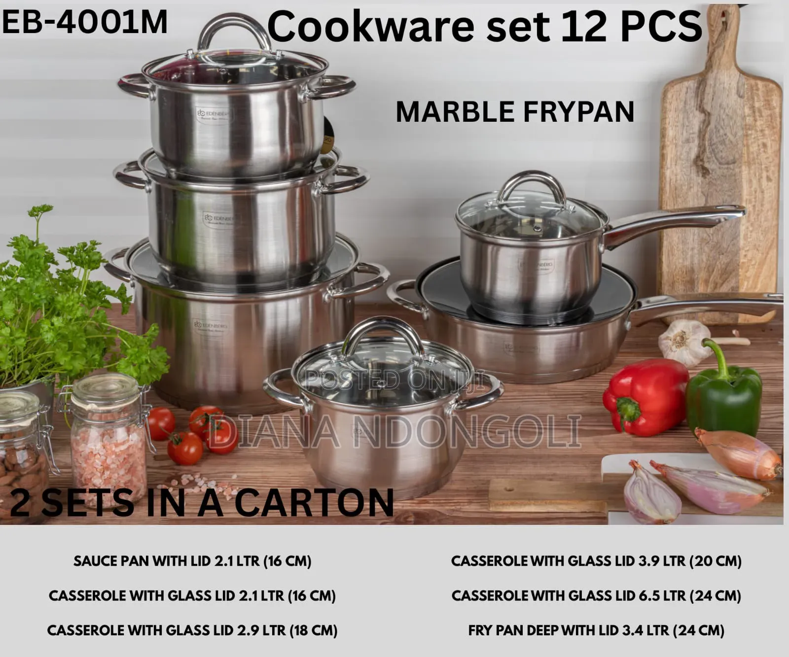 New In! *Eb4001* With Marble (Nonstick ) Deep Pan