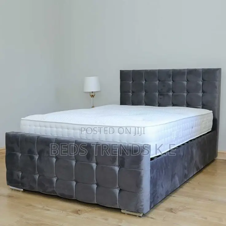Gray Tufted Velvet Bed Frame