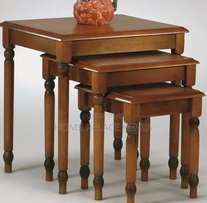 Nesting Stools: Rustic Wooden Nesting Side Tables