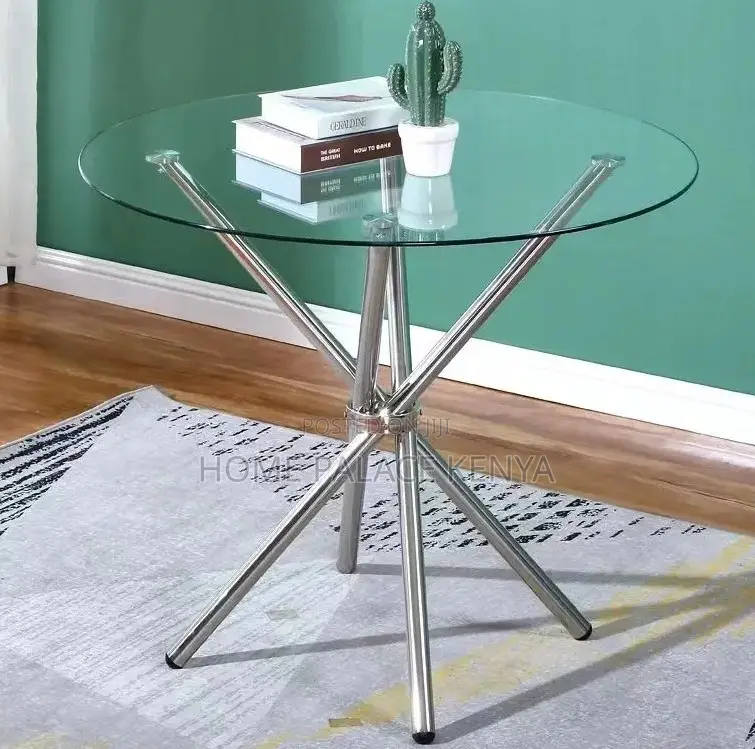 Glass Table: Round Transparent Tempered Glass Dining Table