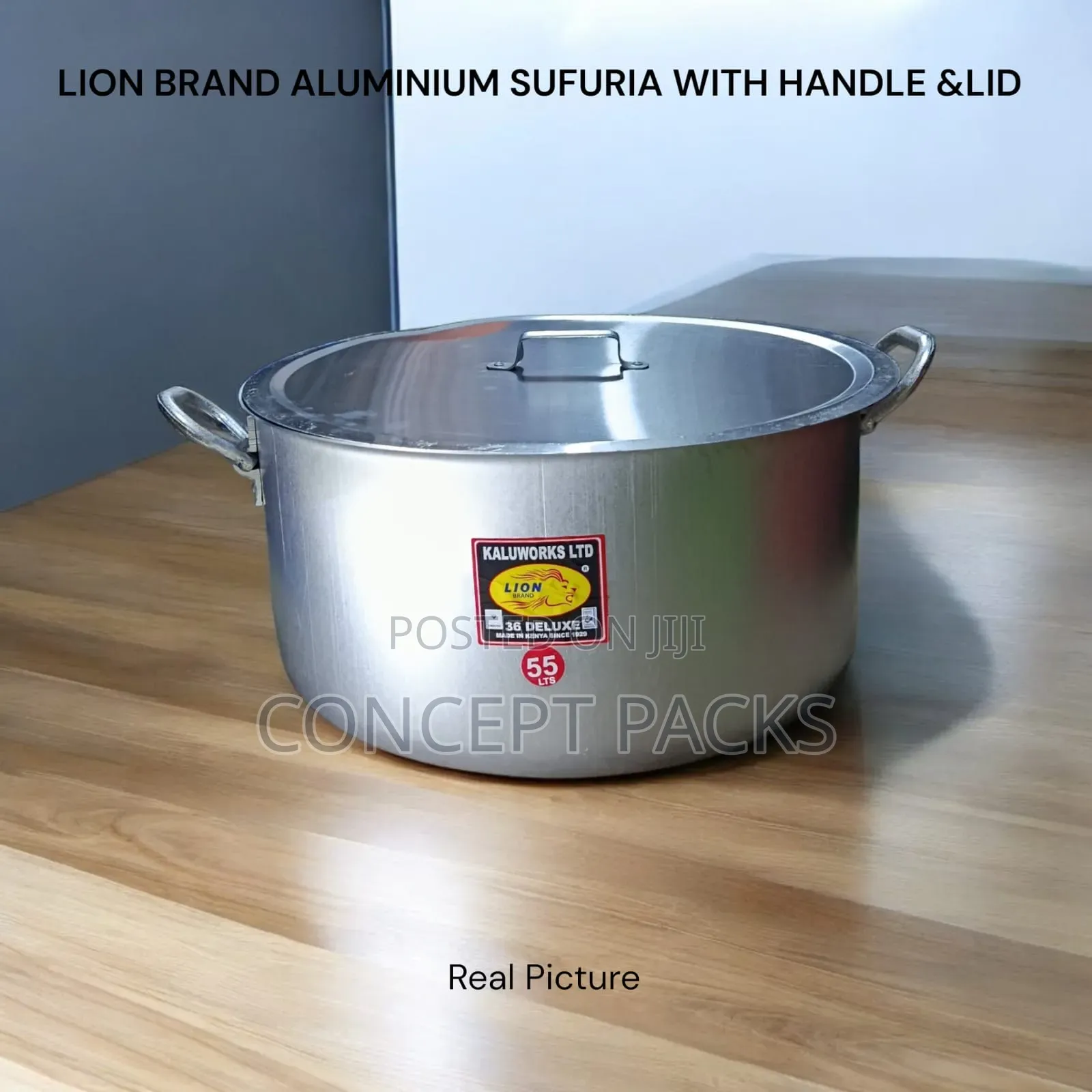 Lion Deluxe 55l Aluminum Sufuria With Handle and Lid