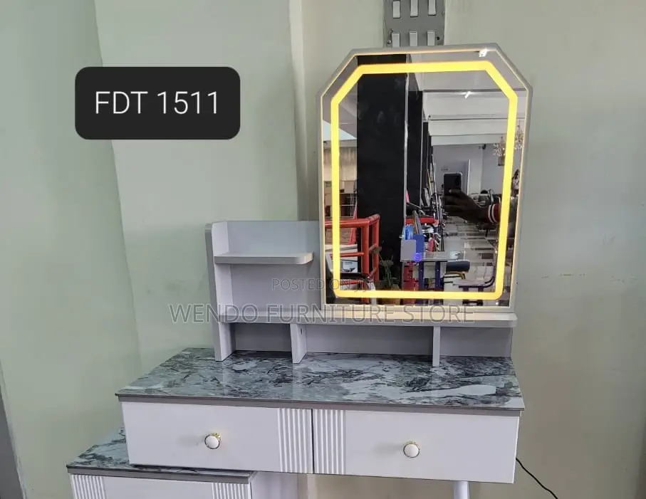 Dressers; Elegant White Dressing Vanity Set