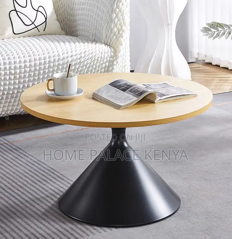 Centre Table: Wooden Top Nesting Tables With Metallic Base