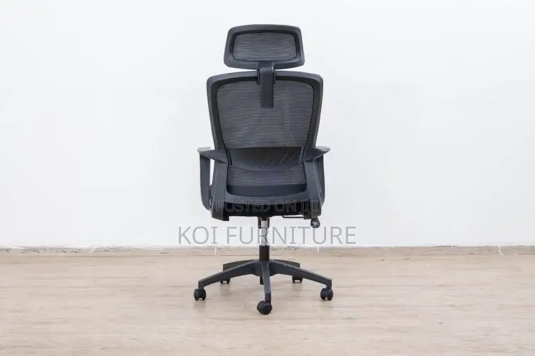 Office Chair : Black Mesh Ergonomic Office Chair -Adjustable Headrest
