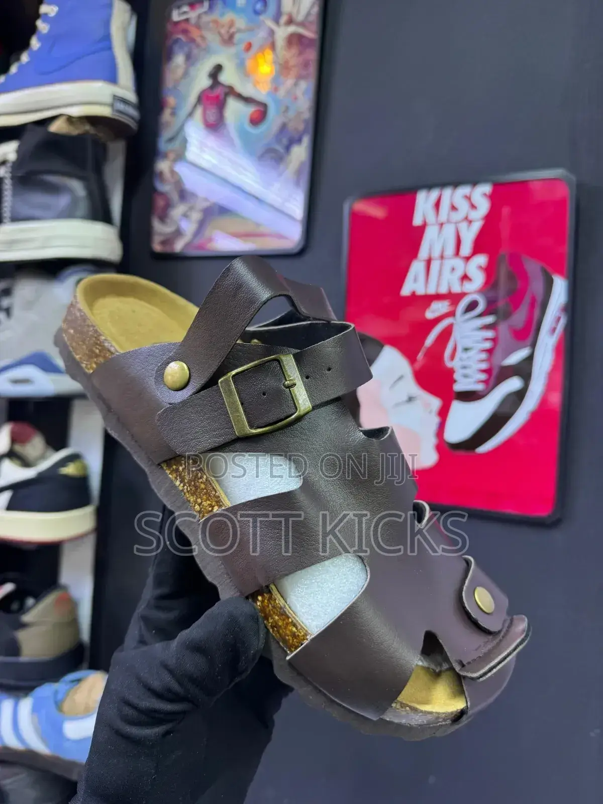 Buckle Leather Cork Sandals