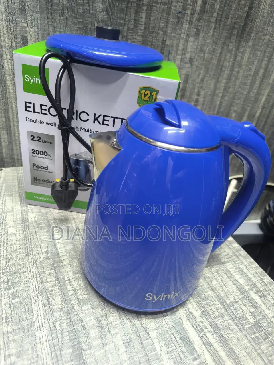 New In!! 2.2ltrs Syinix Electric Kettle Available in Blue Color Only