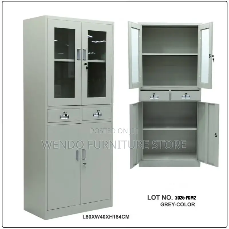 Office Cabinet; Document Storage Cabinet With Two Doors Glass Display