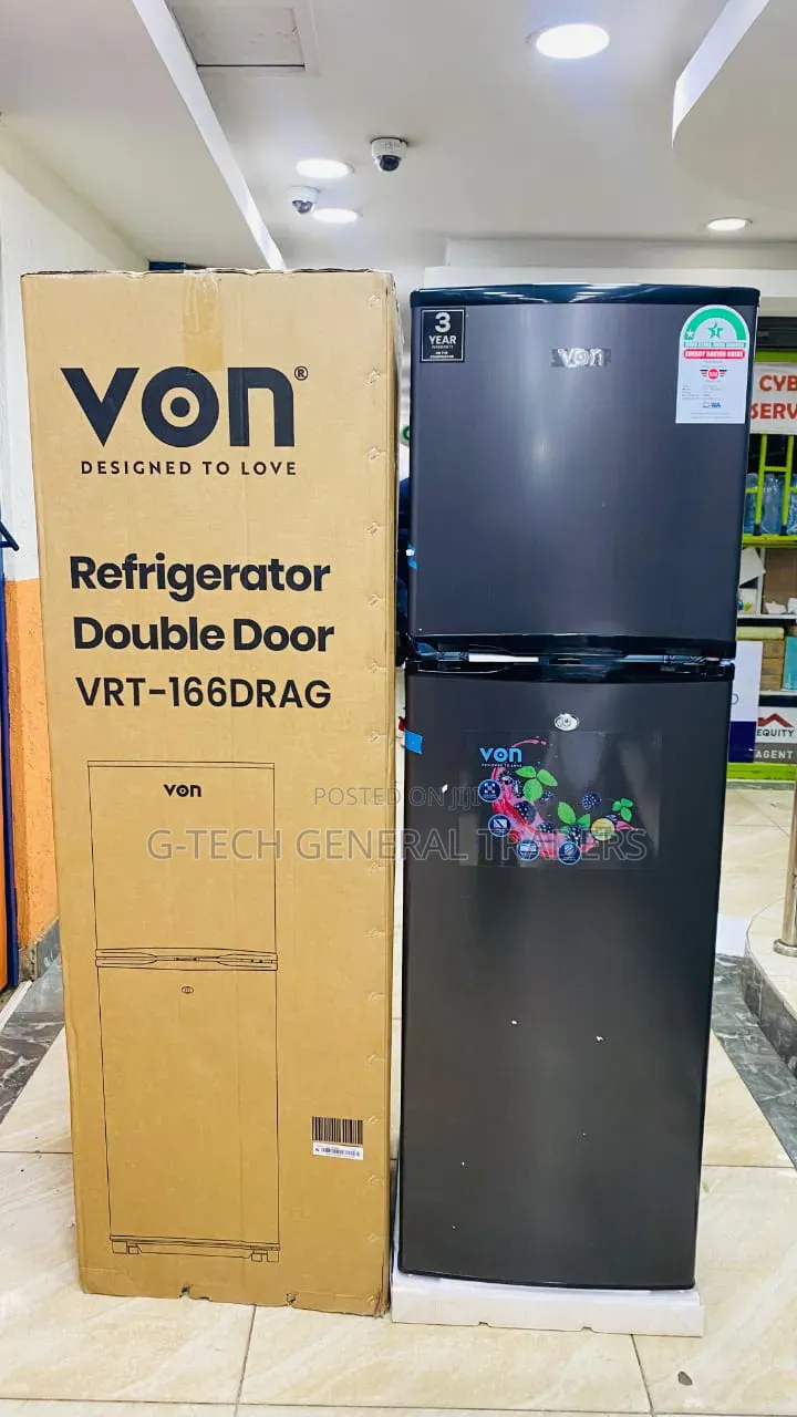 Von 166l Double Door Direct Cool Refrigerator-Dark Silver