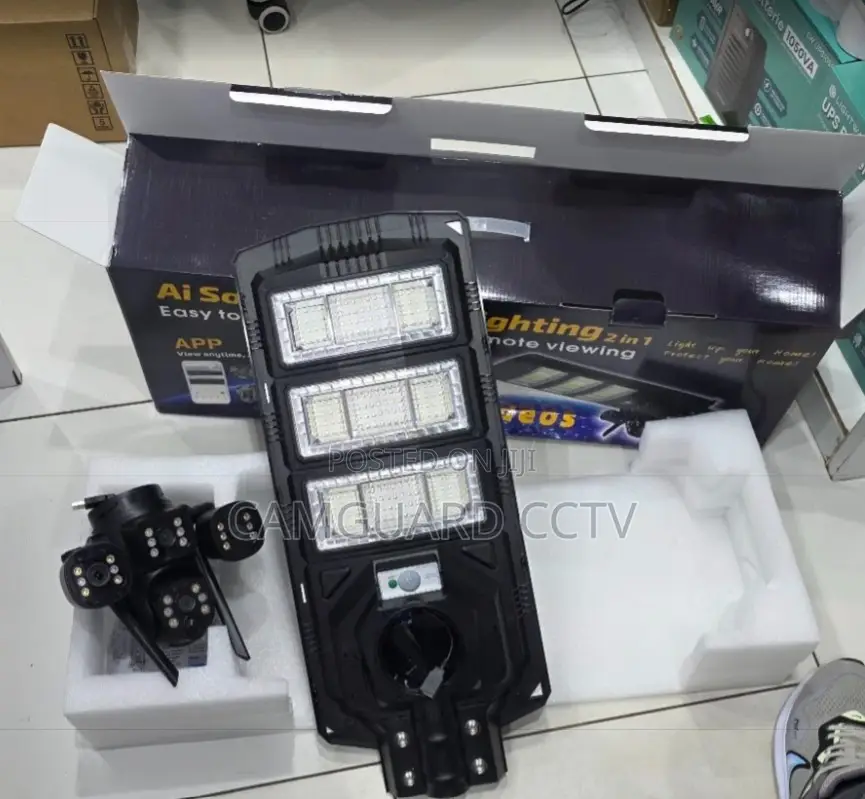 Smart 450w Solar Street Light Camera – Triple Lens 4g PTZ CCTV