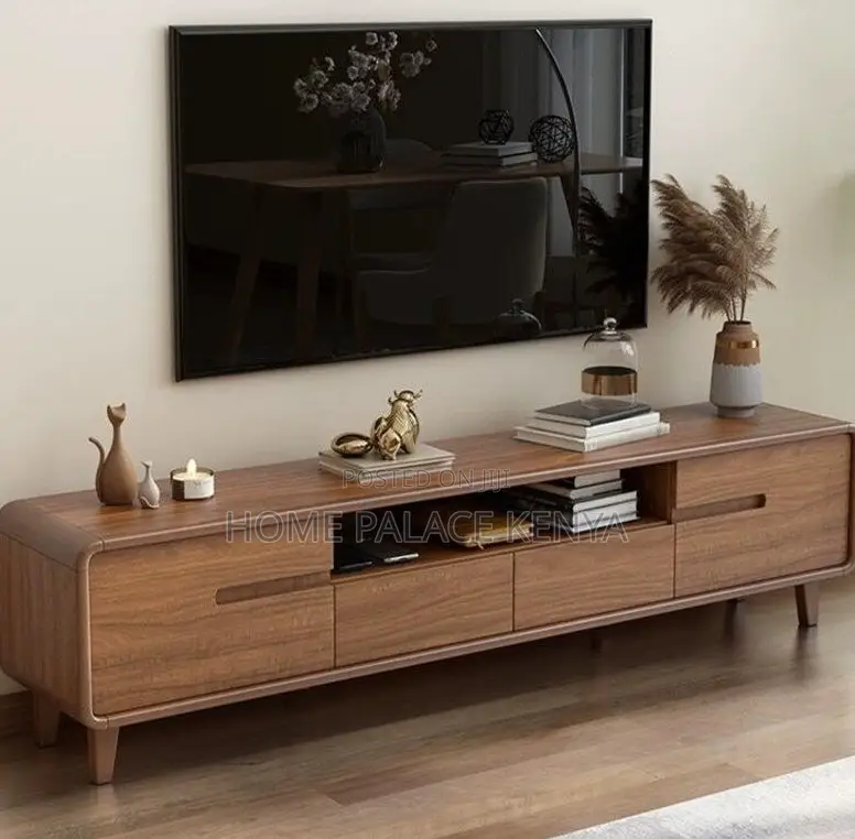 Tv Stand: Modern Rounded Corner Wooden Tv Unit