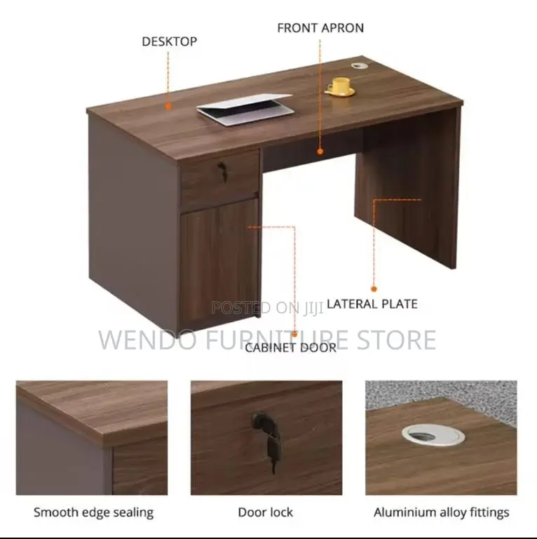 Office Desk; 1.4 Meters Home Office Sturdy Wood Desk