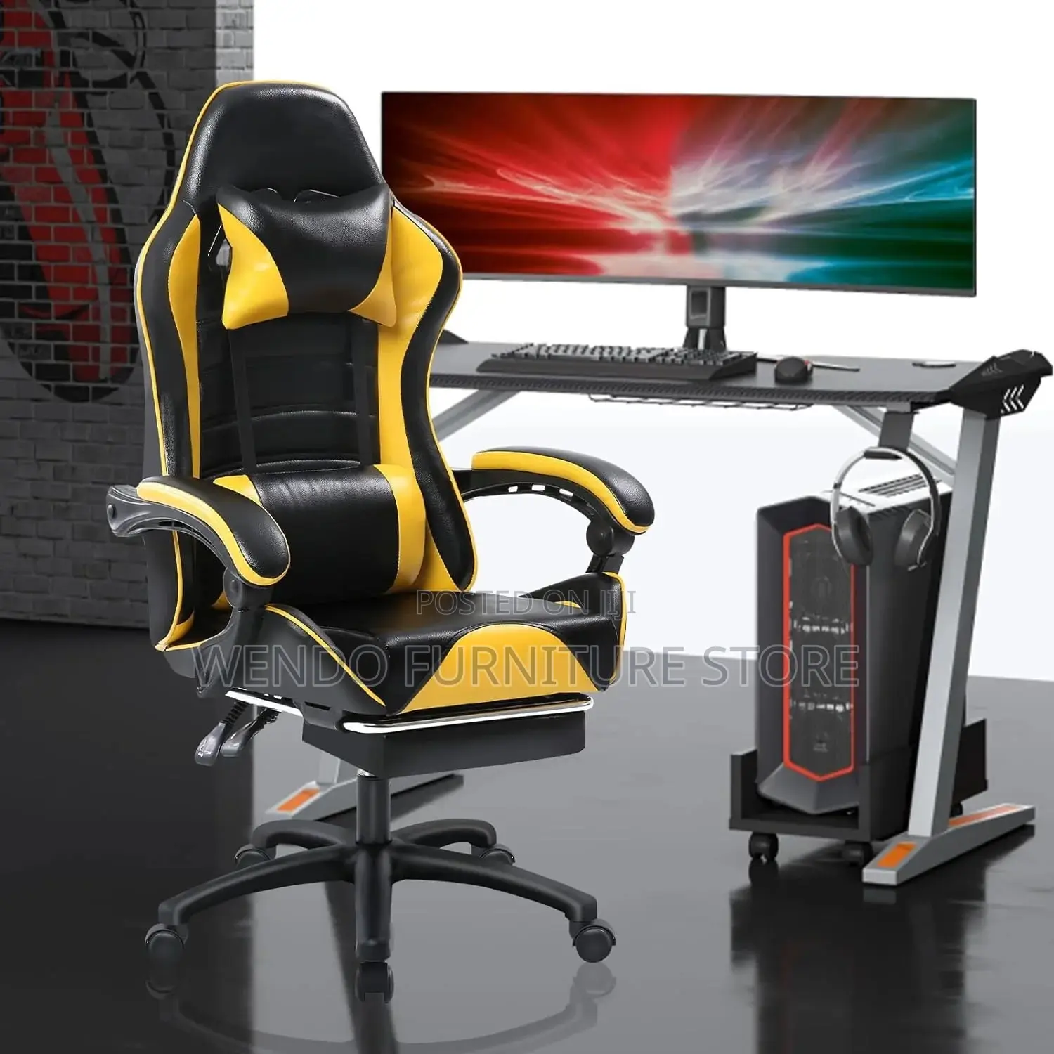 Office Chairs; Fabric Made Gaming Chair With High Backrest