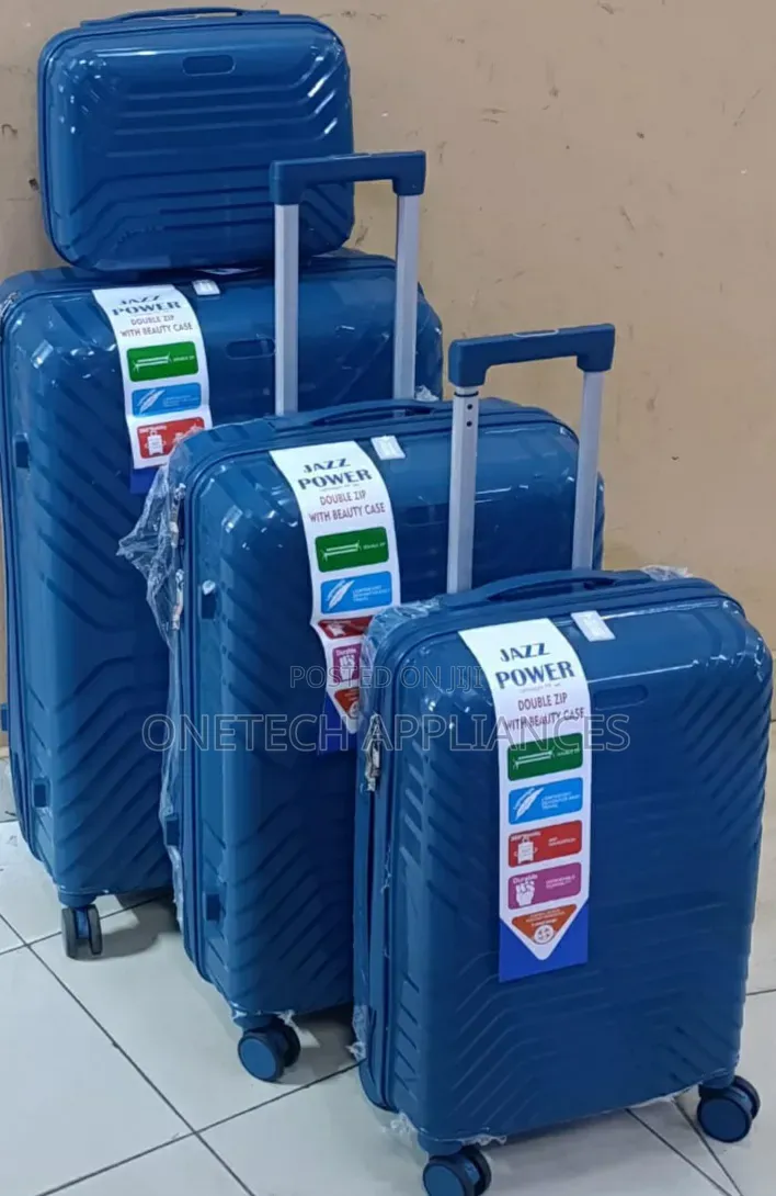 4-in-1 Rubber Suitcase - Black, Blue, Grey, Pink, Brown