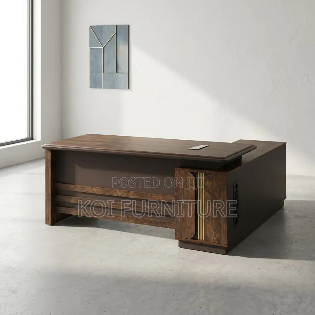 Office Desk : 1.8m Modern Executive Office Desk in a Rich Wood Finish,