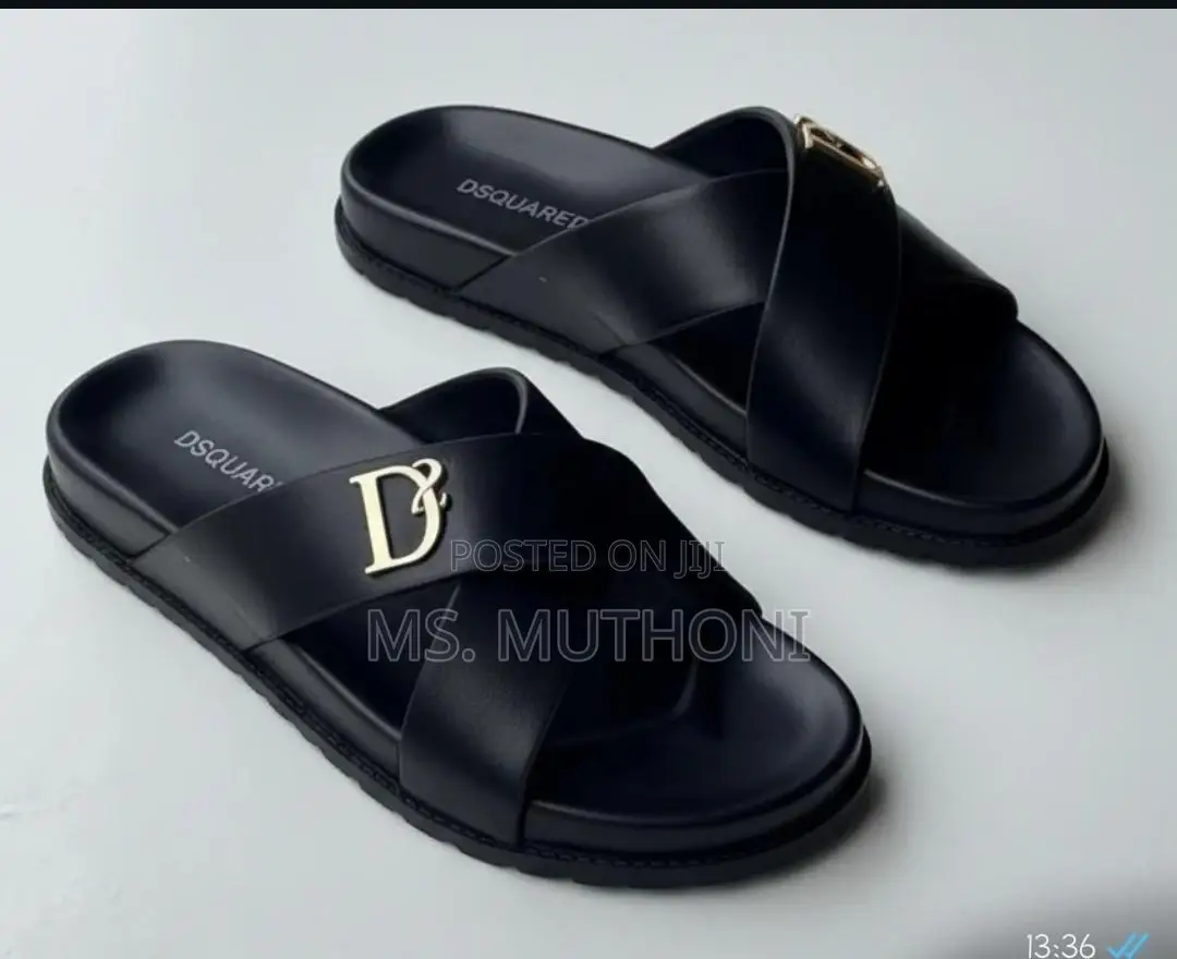 Fendi/ Salvatore Men Black Slip on Sandals. :40-44