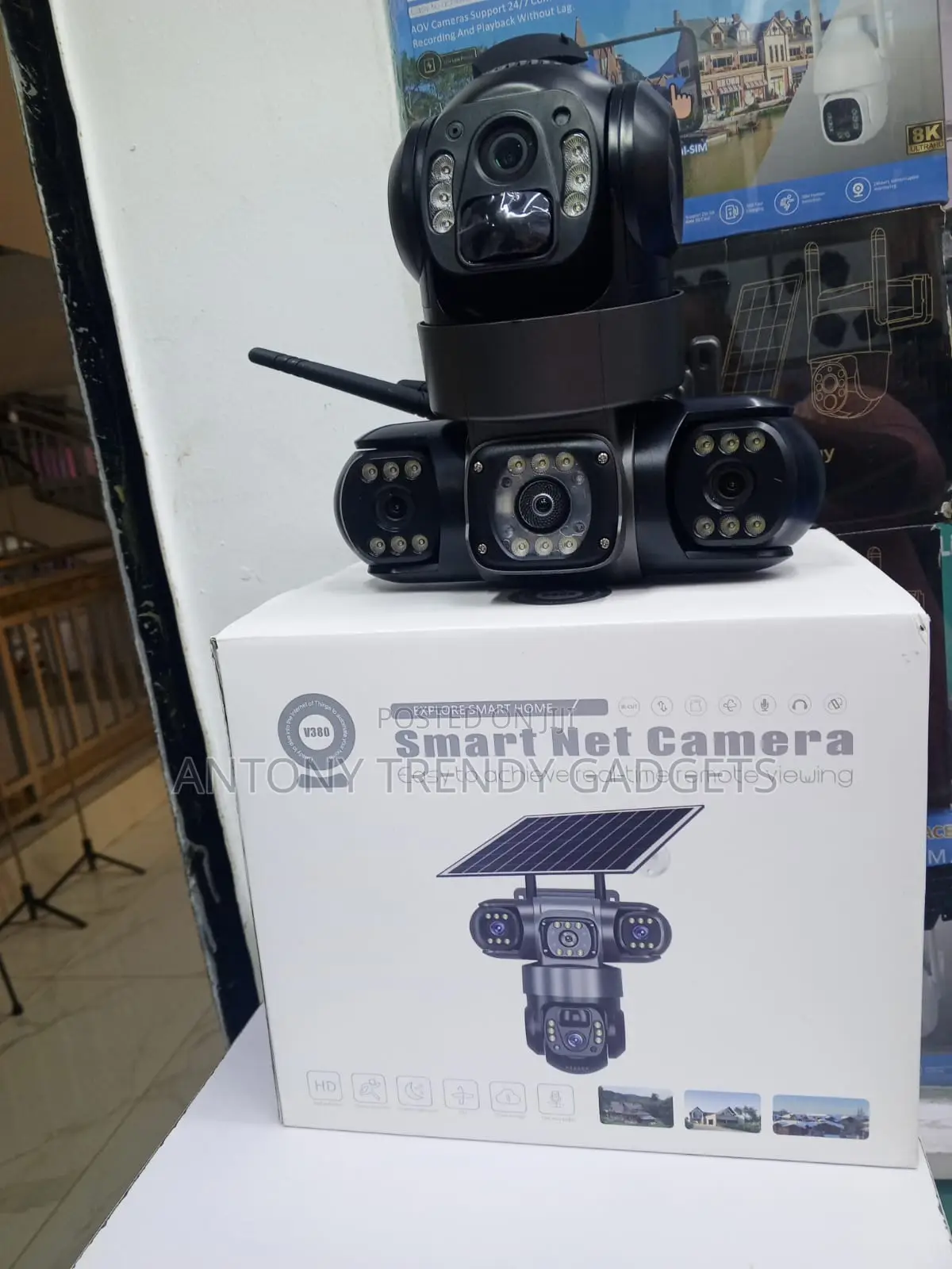 Triple Lens 4g CCTV Camera PTZ Night Vision Solar Cam