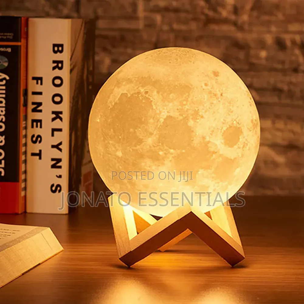 3d Moon Night Light Bedroom Lamp With Wooden Stand