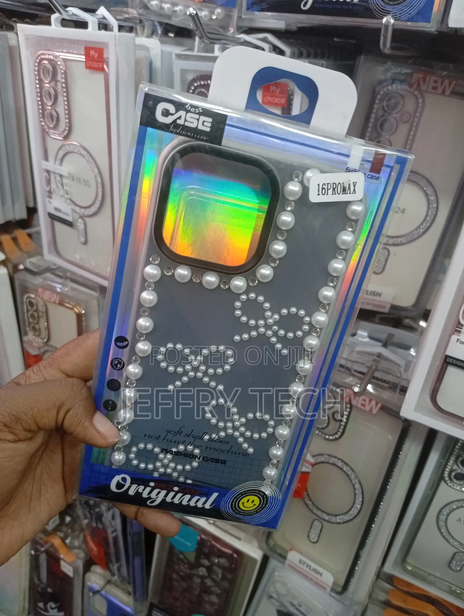 Pearl-Adorned "Princess Style" Phone Cases for iPhone 16 Pro Max.