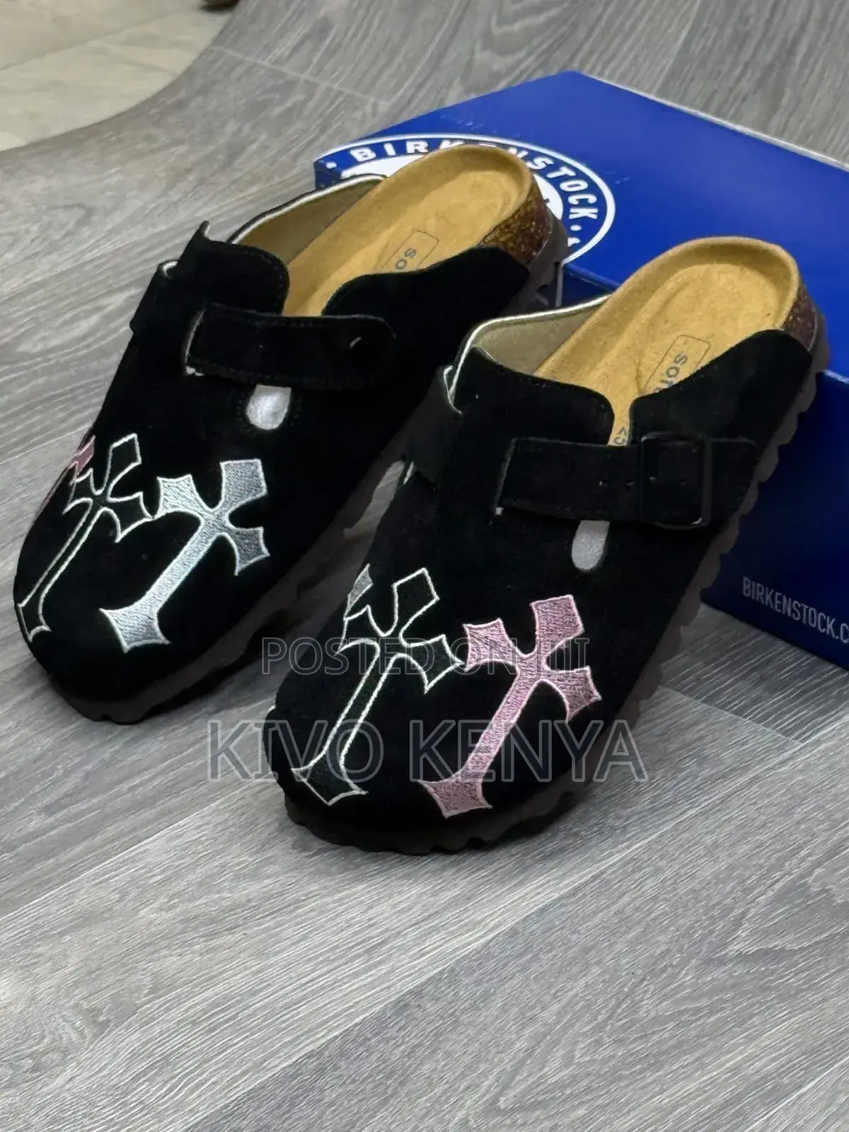 Chrome Hearts X Birkenstock Suede Boston Clogs