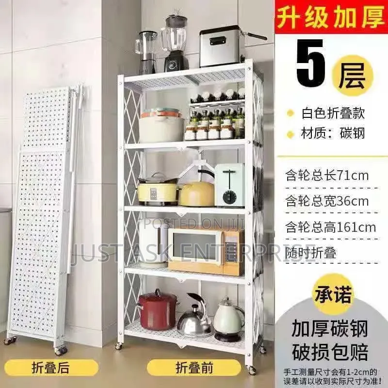 Metallic Kitchen Rack/ Organizers 5 Layers With Wheels