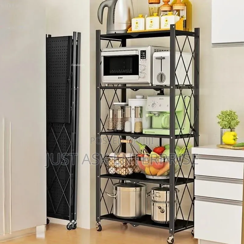 Metallic Kitchen Rack/ Organizers 5 Layers With Wheels