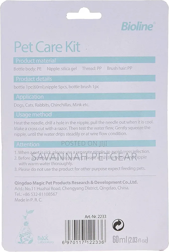Bioline Pet Nursing Care Kit With 60ml Bottle for Puppies and Kittens.