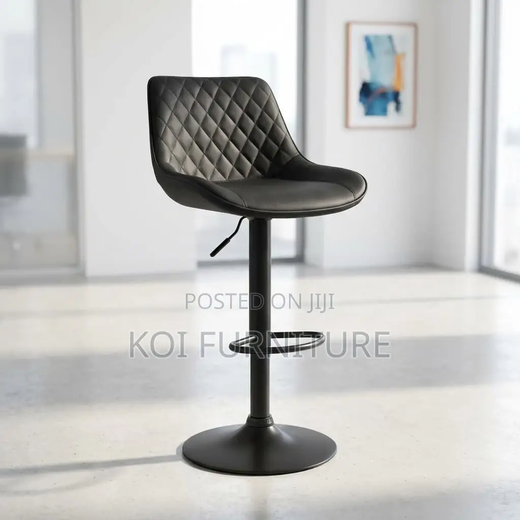 Bastool : Modern Adjustable Bar Stool With Black Faux Leather,