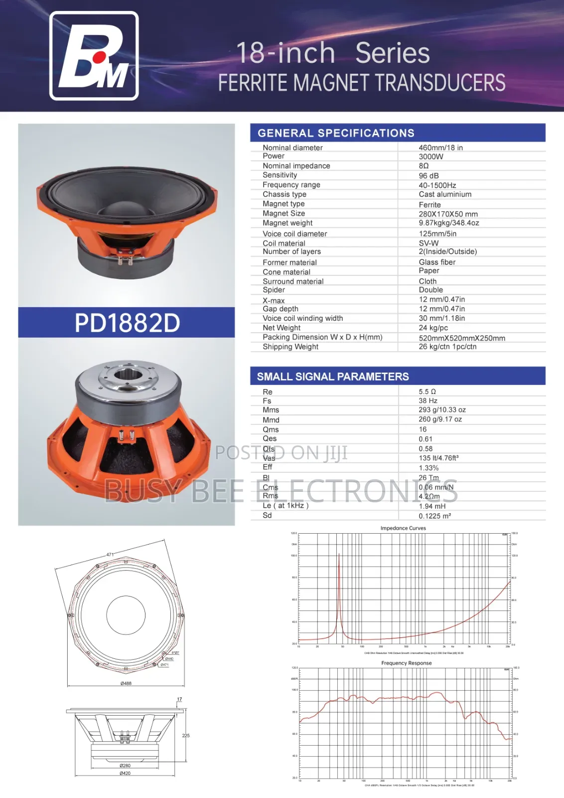 Pd1882d 18-Inch Subwoofer 280mm Magnet 5-Inch Voice Stage Speakers