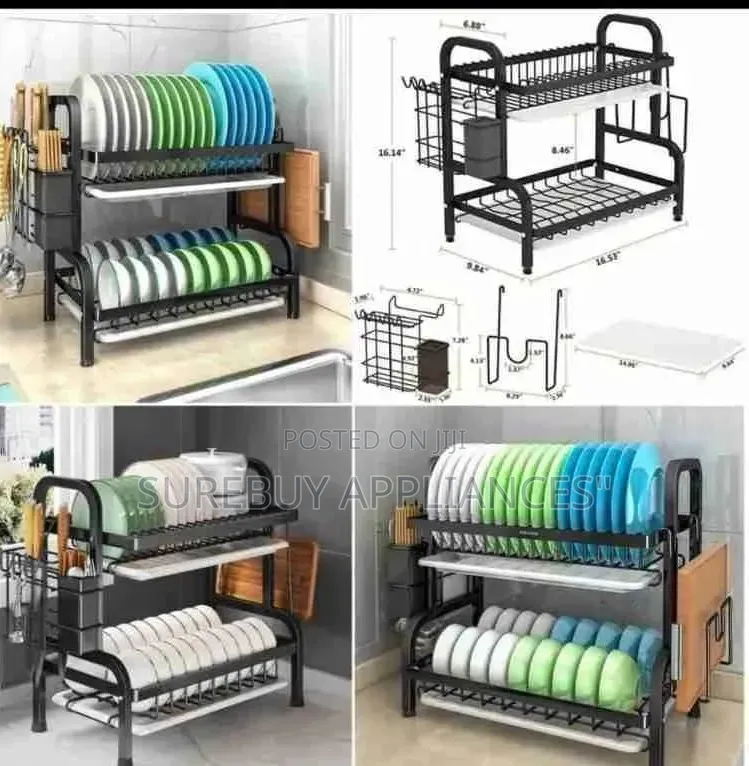 Premium 2 Tier Carbon Steel Dish Rack Organizer