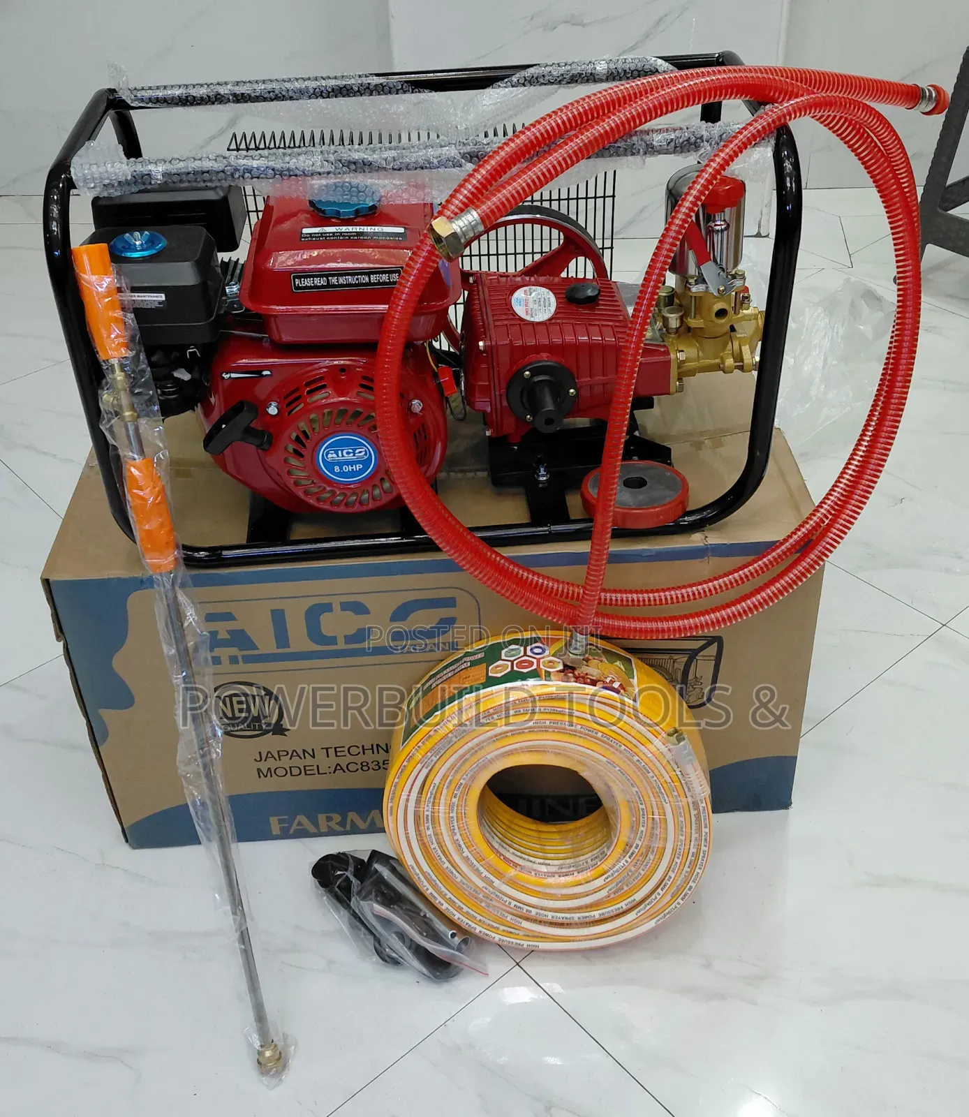 Aico Japan Ac835ps 4-Stroke 8.5hp Trolley Sprayer With 50m Pipe