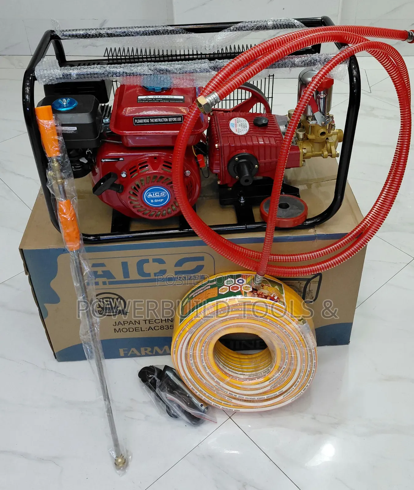 Aico Japan Ac835ps 4-Stroke 8.5hp Trolley Sprayer With 50m Pipe