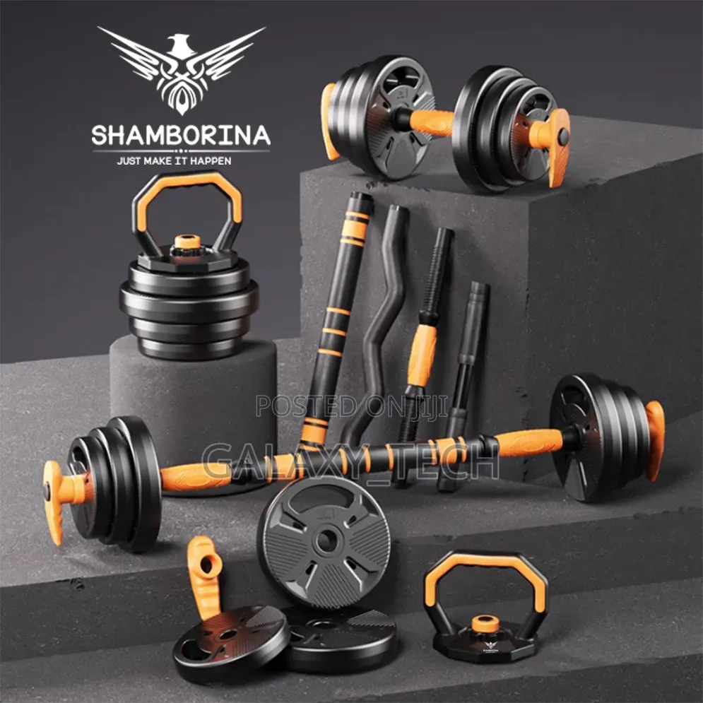 6 in 1 40kgs Adjustable Dumbbells Set With Barbell and Kettlebells