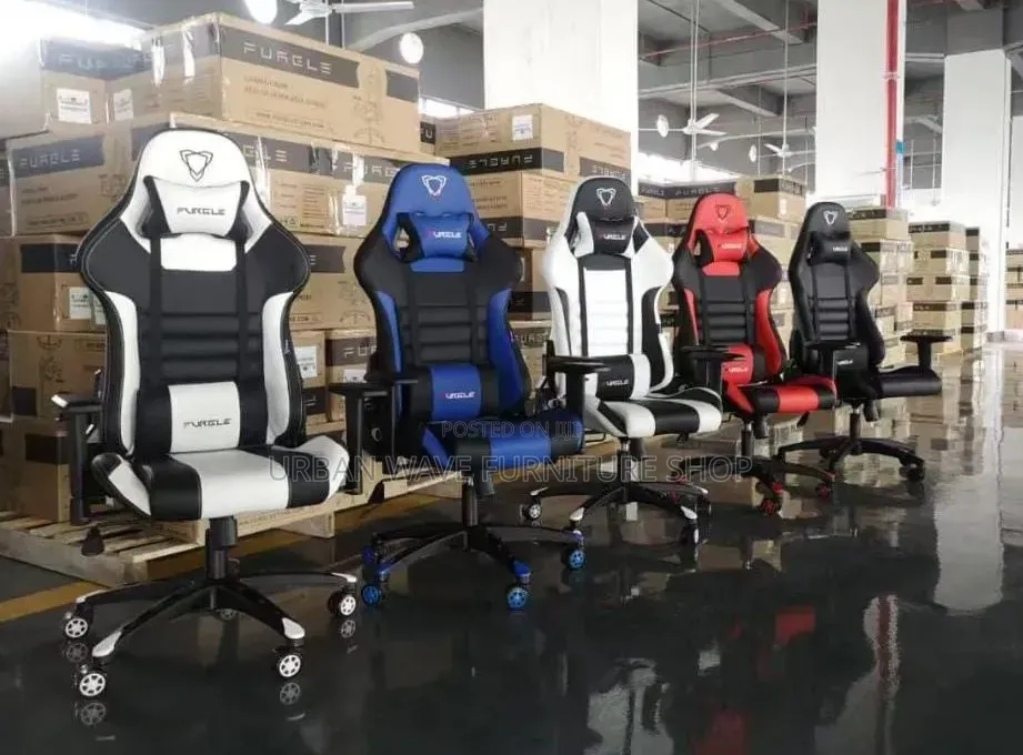 White, Blue, Black and Red Gaming Chair