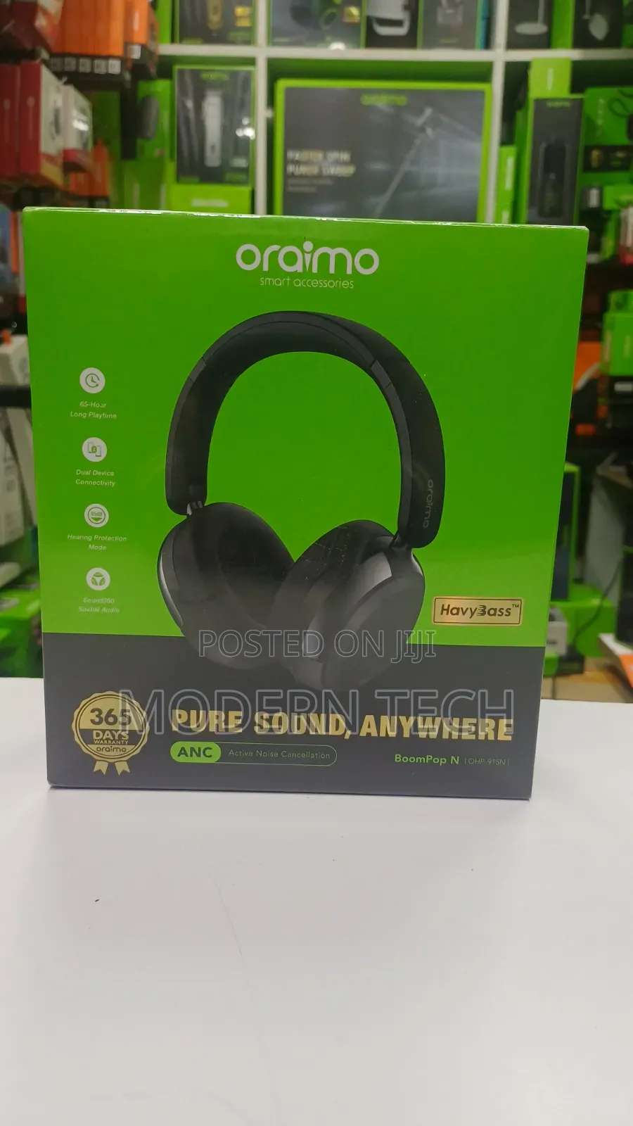 Oraimo Boompop N Wireless Hybrid Anc Over-Ear Headphones – 65h Battery