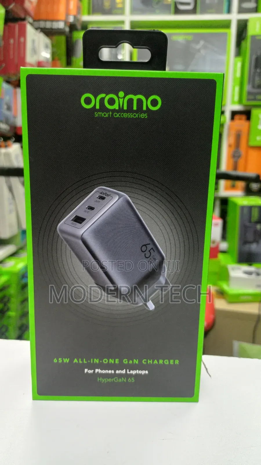 Oraimo 65w Pd Gan Charger With 100w Usb-C to Usb-C Cable