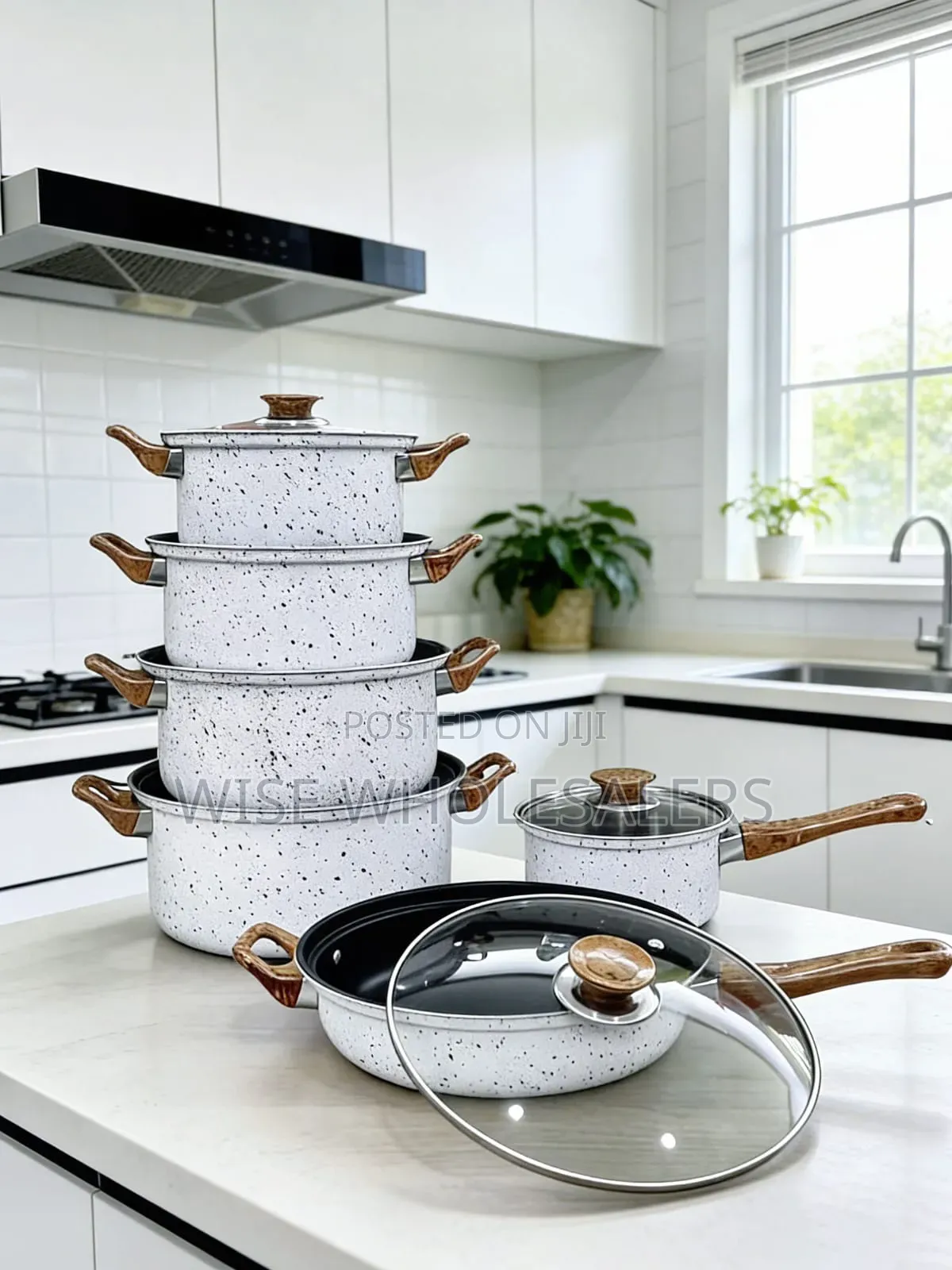 12 PCS Non-Stick Cooking Pots Comes as 5 Sufurias, One Pan and 6 Lids