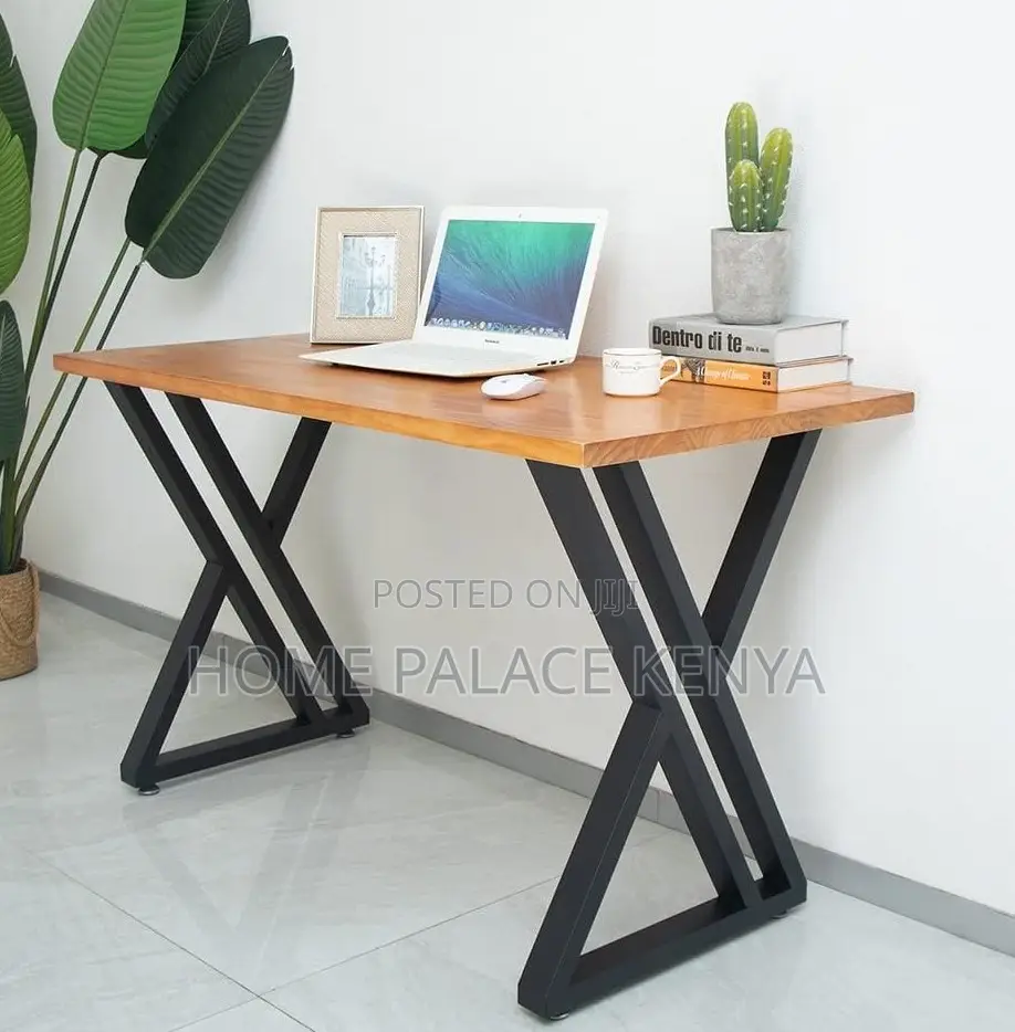 Study Table: Heavy Duty Metal Legs Wooden Table
