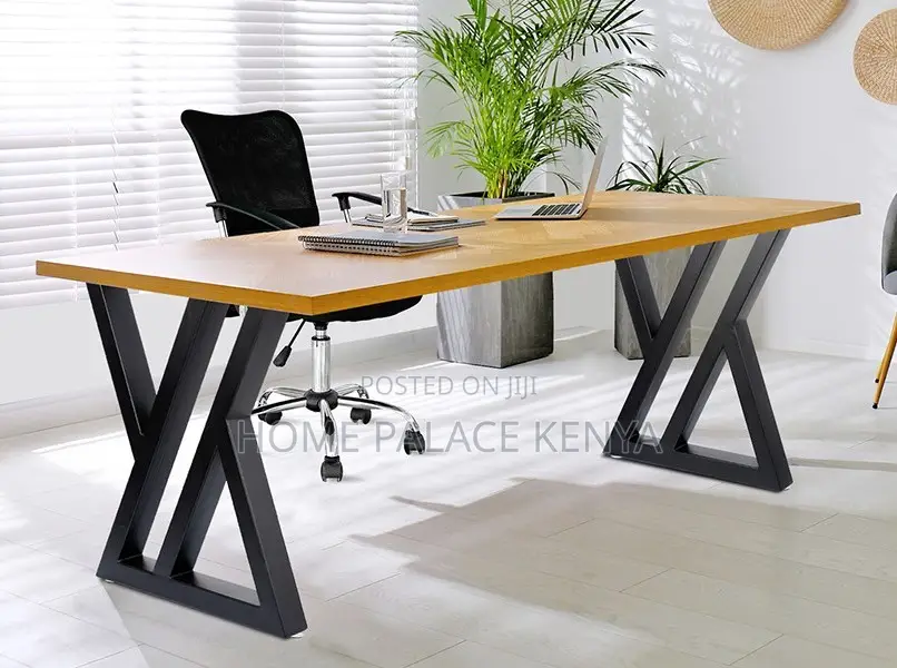 Study Table: Heavy Duty Metal Legs Wooden Table