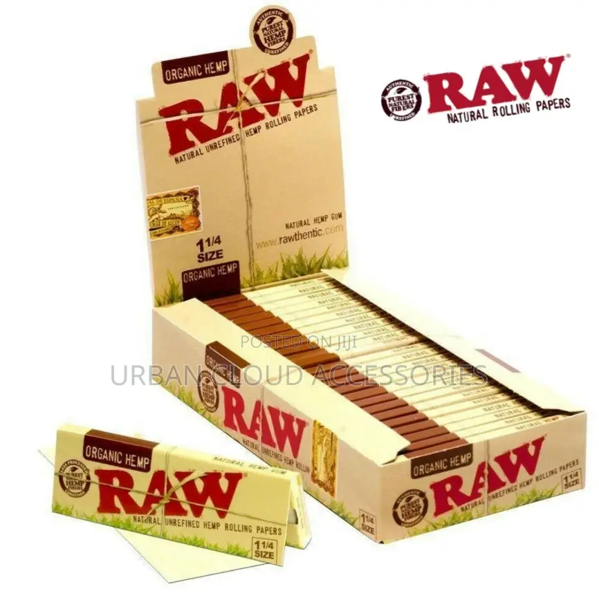 Raw Organic Hemp 1 1⁄4 Rolling Papers 50 Leaves(Full Box 24 Booklets)