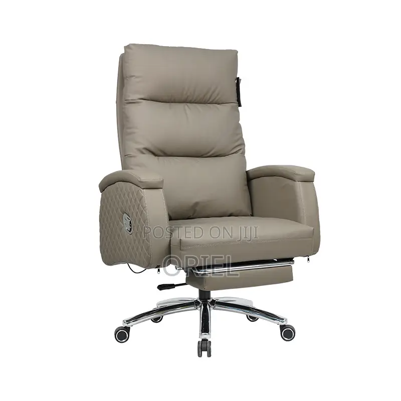 Office Chair : Grey Leather Director's Executive Office Seat