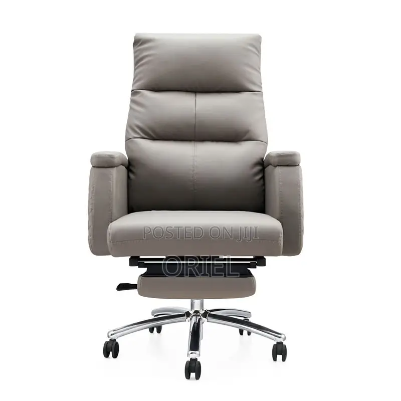 Office Chair : Grey Leather Director's Executive Office Seat