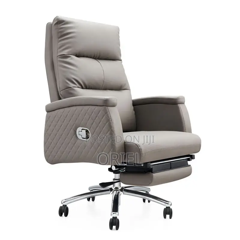 Office Chair : Grey Leather Director's Executive Office Seat