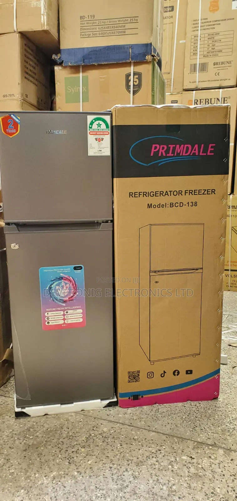 Primdale 138 Litredouble Door Refrigerator Fridge -Silver